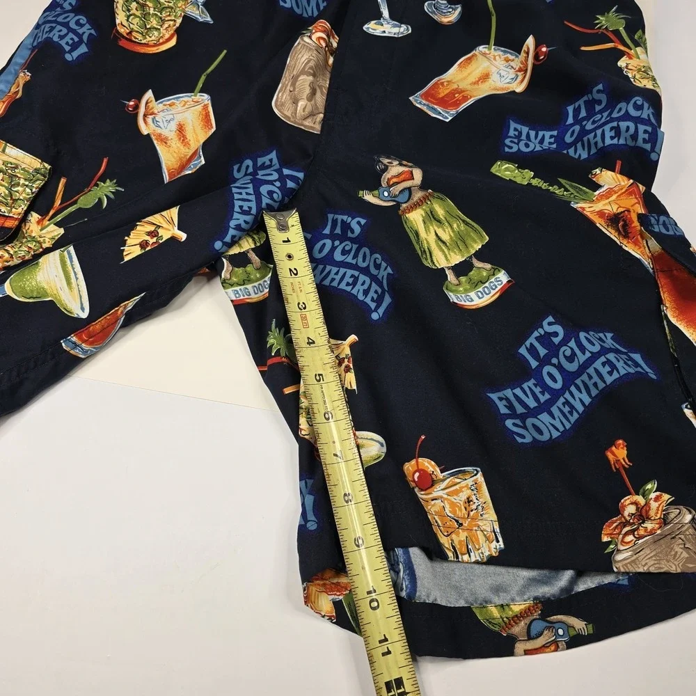 Big Dogs Blue Swim Trunks Board Short Men Size S It's 5 O'clock Somewhere Beer‎
